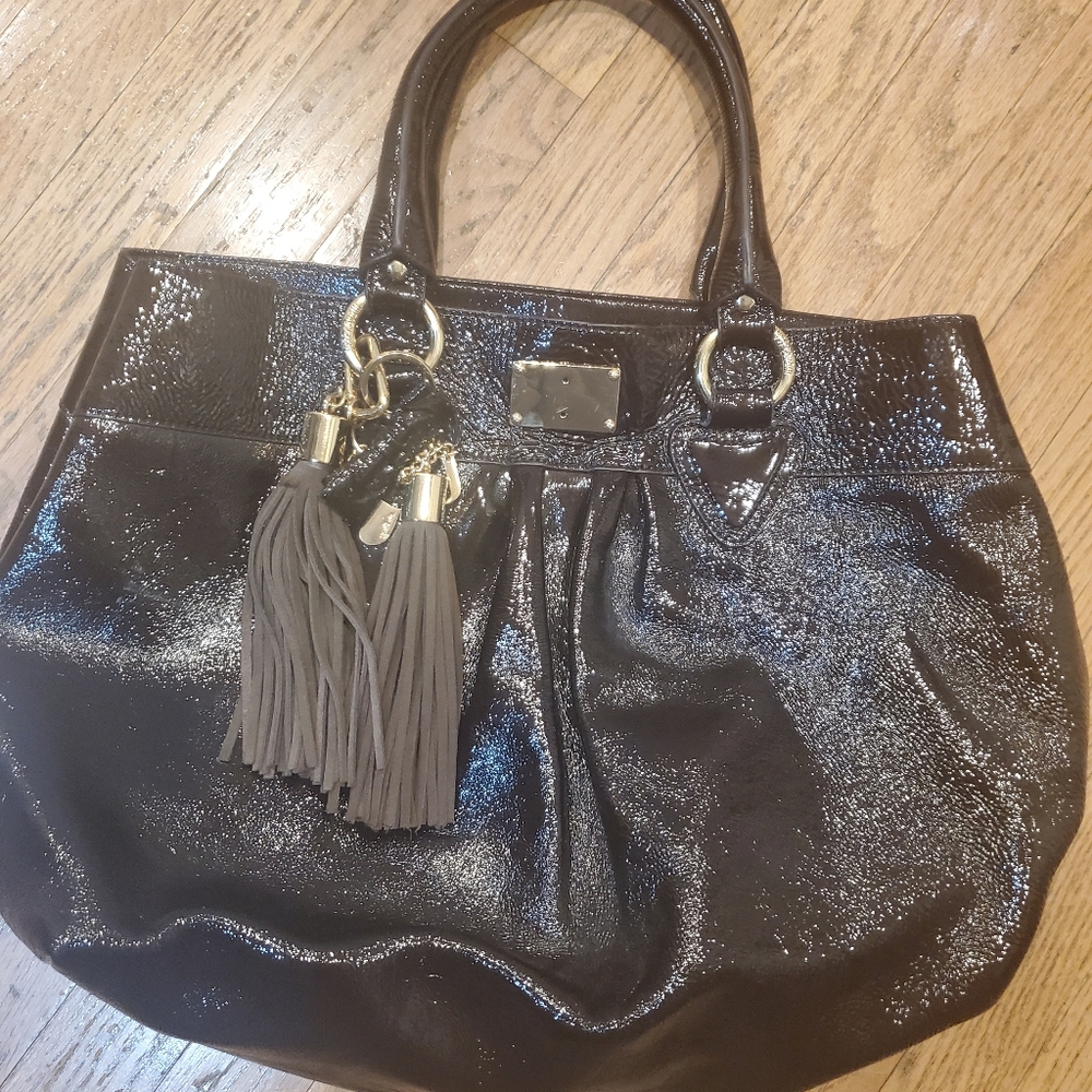 Just Cavalli brown patent handbag